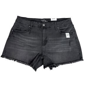 Time and Tru Relaxed Fit High Rise Denim Black Shorts Women's Size 18 New